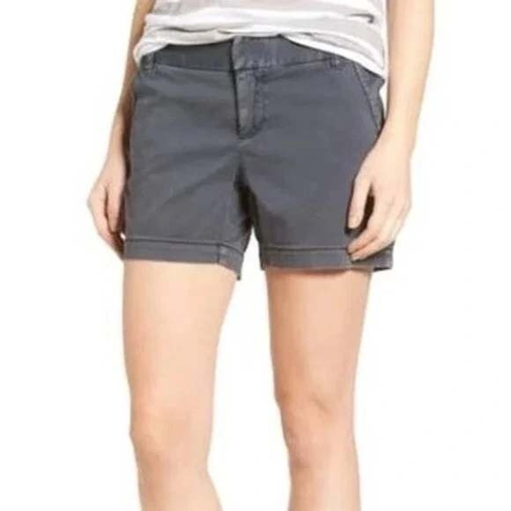 CASLON Shorts Womens Sz 16 Gray Casual Cuffed Hem Cotton Blend Pockets Chino